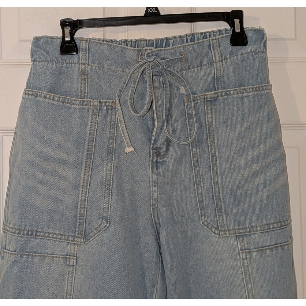 New Collection‎ Light Wash Denim Barrel High Waist Utility Pants Blue Large NWT - Picture 8 of 8
